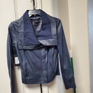 Marciano blue leather blair leather jacket size small